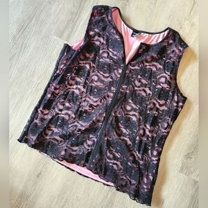 Tribal black lace baby pink top